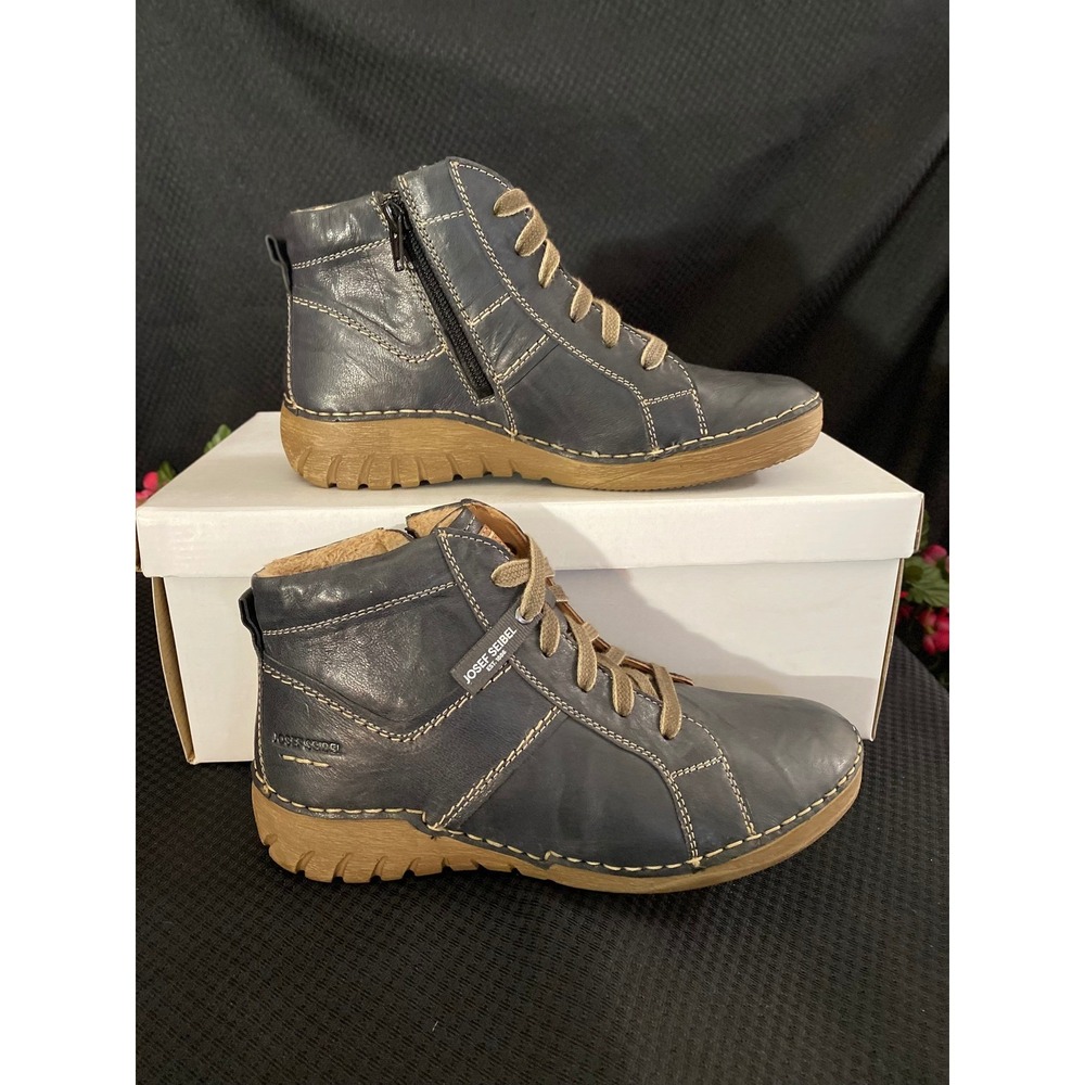 Josef Seibel Ocean Felicia Boots Blue Leather Size 37 New in Box